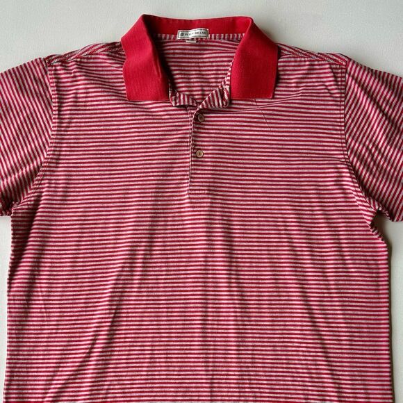 Peter Millar Mens Polo Shirt Red Striped Short Sleeve Golf Rugby Casual Size XL - Picture 2 of 6